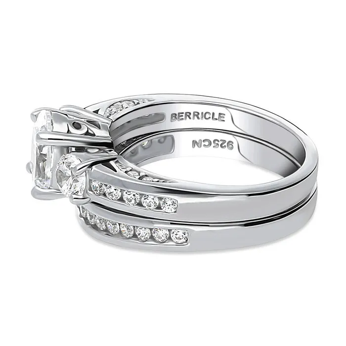 3Stone 12ct Oval CZ Ring Set in Sterling Silver BERRICLE Rings