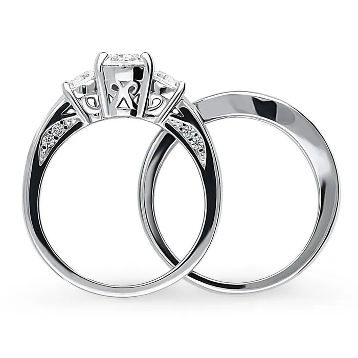3Stone 12ct Oval CZ Ring Set in Sterling Silver BERRICLE Rings