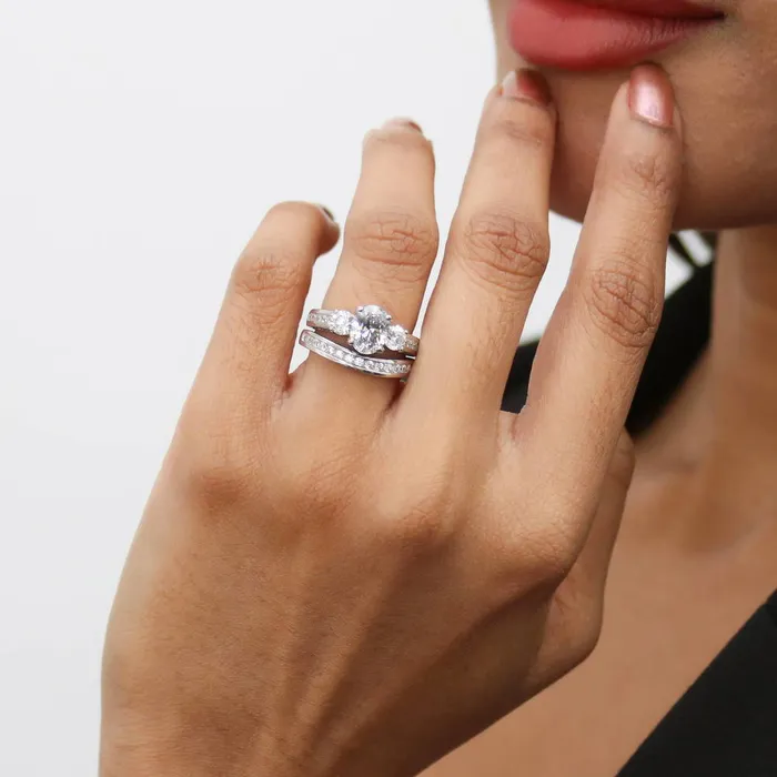 3Stone 12ct Oval CZ Ring Set in Sterling Silver BERRICLE Rings