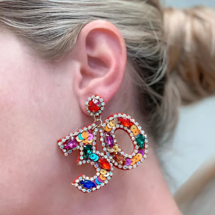 30 Birthday Celebration Rhinestone Drop Earrings Prep Obsessed TL Earrings 30 Birthday Celebration Rhinestone Drop Earrings Prep Obsessed TL Earrings