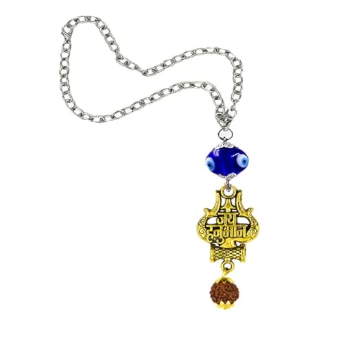 AFH Jay Hanuman Trishul Damaru Gold Evil Eye Charm Car Mirror Charm Decorative Hanging Ornament Dropshipped via Social Commerce Network Charm Necklaces