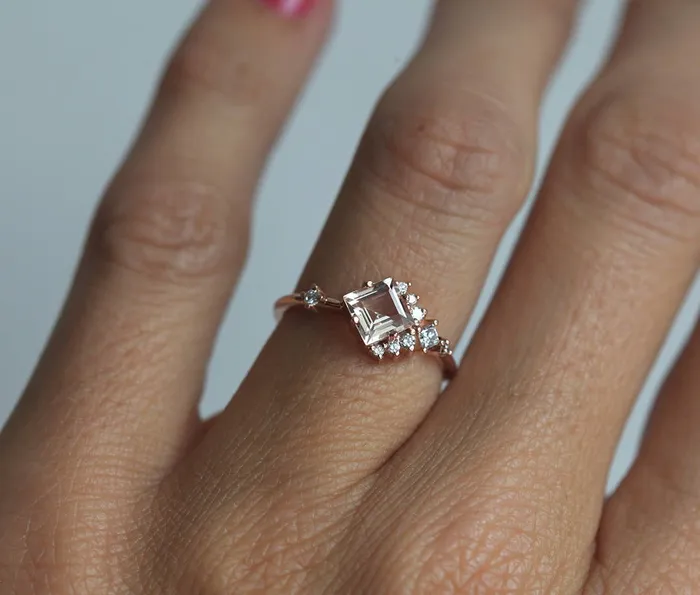Aimee White Sapphire Diamond Cluster Ring Capucinne Rings