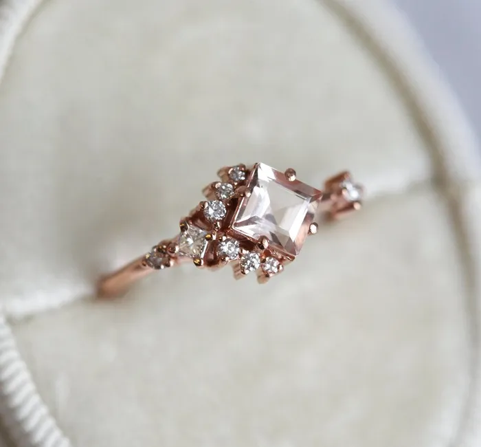 Aimee White Sapphire Diamond Cluster Ring Capucinne Rings