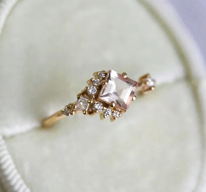 Aimee White Sapphire Diamond Cluster Ring Capucinne Rings
