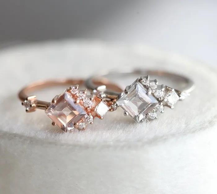 Aimee White Sapphire Diamond Cluster Ring Capucinne Rings