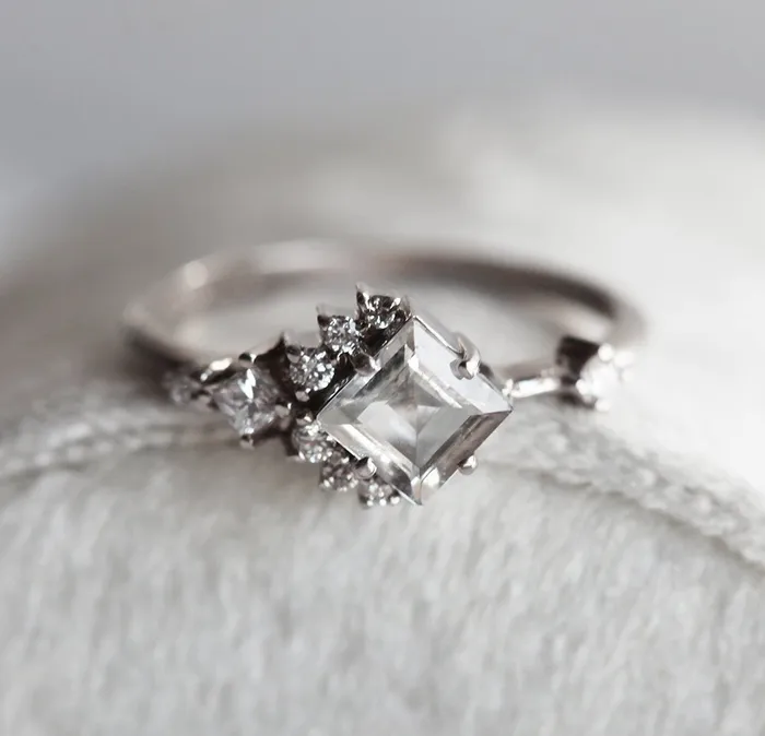 Aimee White Sapphire Diamond Cluster Ring Capucinne Rings
