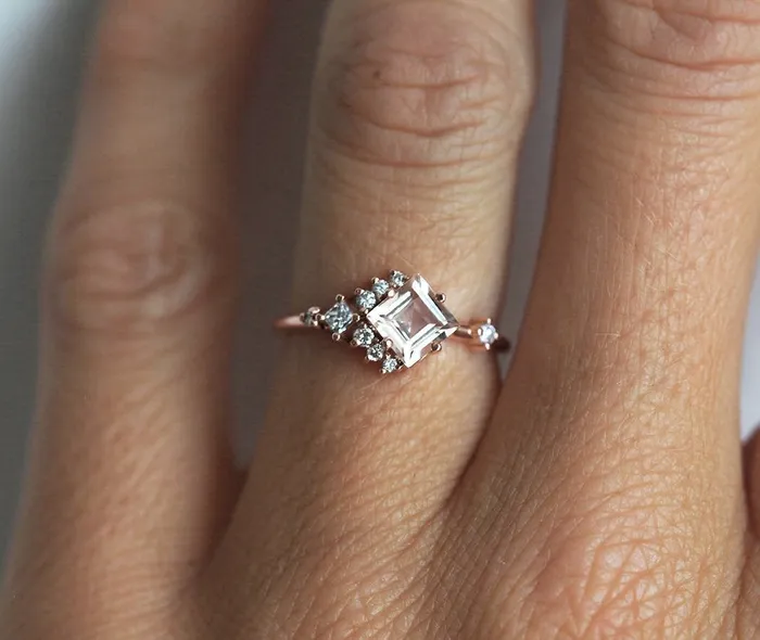 Aimee White Sapphire Diamond Cluster Ring Capucinne Rings