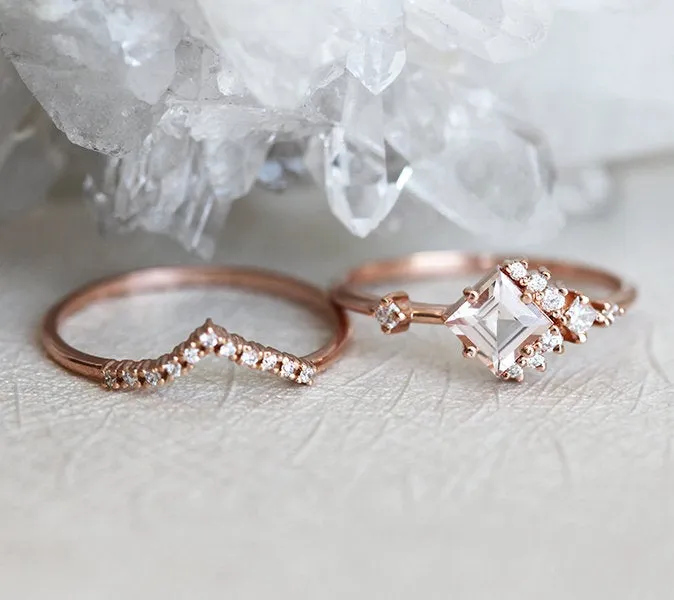 Aimee White Sapphire Diamond Cluster Ring Capucinne Rings