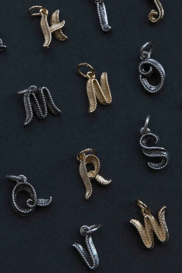 Air Anchor Charm Necklaces Initial Here Alphabet Charm