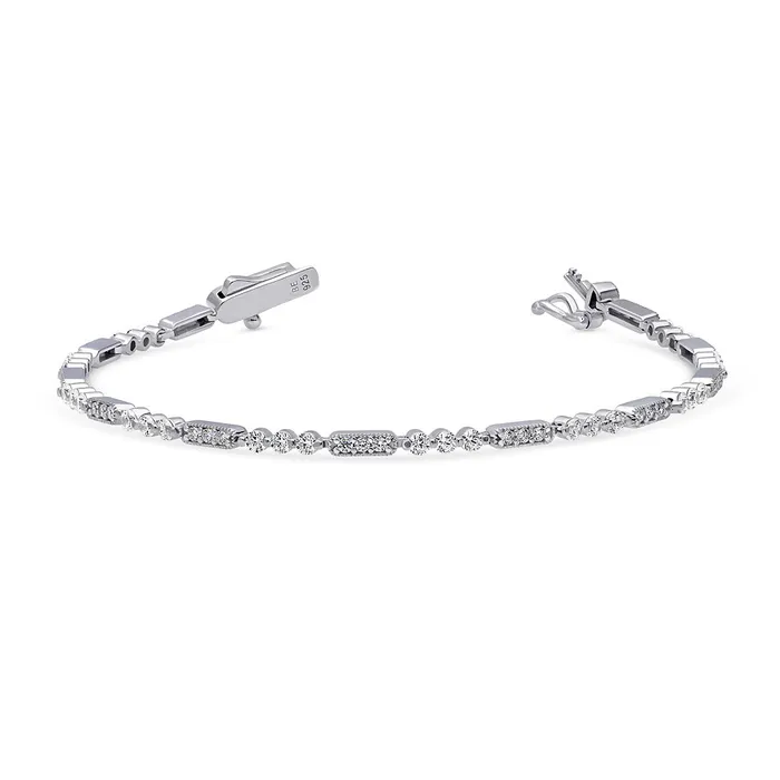 Art Deco Milgrain CZ Chain Bracelet in Sterling Silver BERRICLE Bracelets