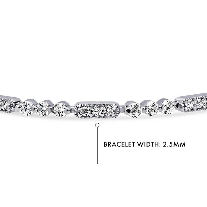 Art Deco Milgrain CZ Chain Bracelet in Sterling Silver BERRICLE Bracelets