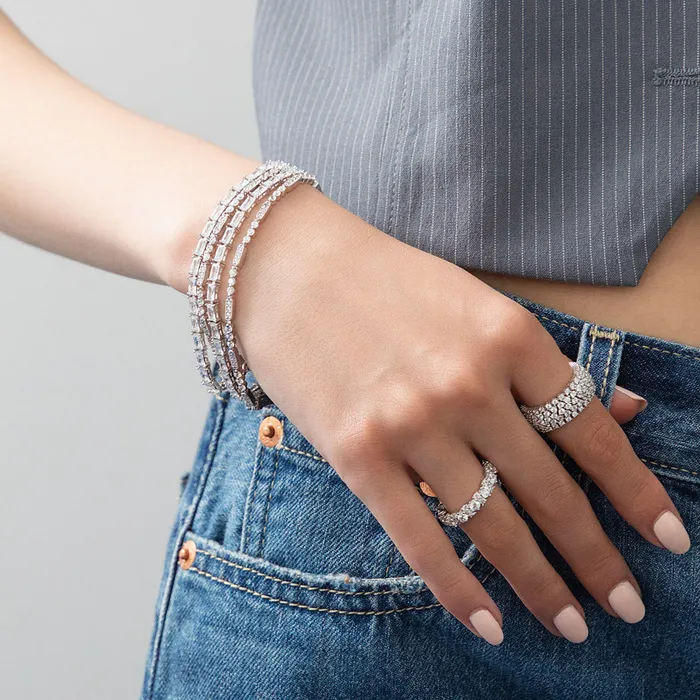 Art Deco Milgrain CZ Chain Bracelet in Sterling Silver BERRICLE Bracelets