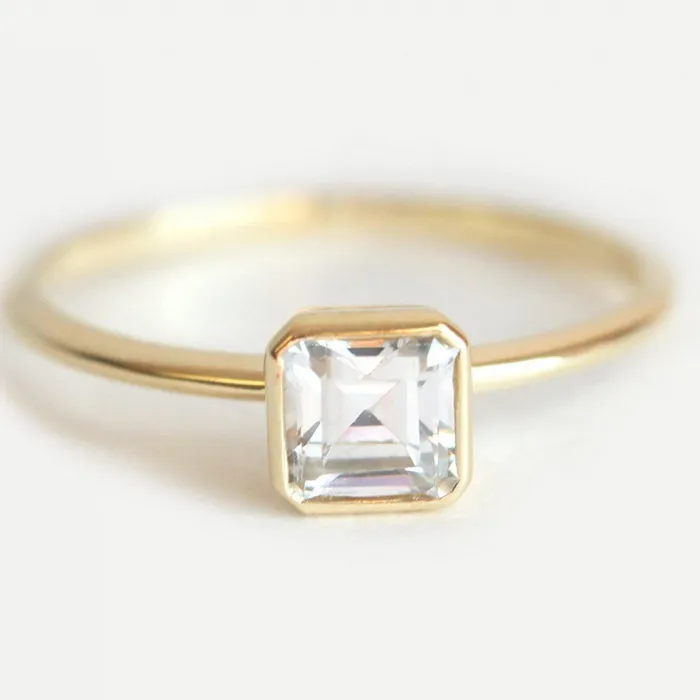 Asscher Diamond Ring Capucinne Rings