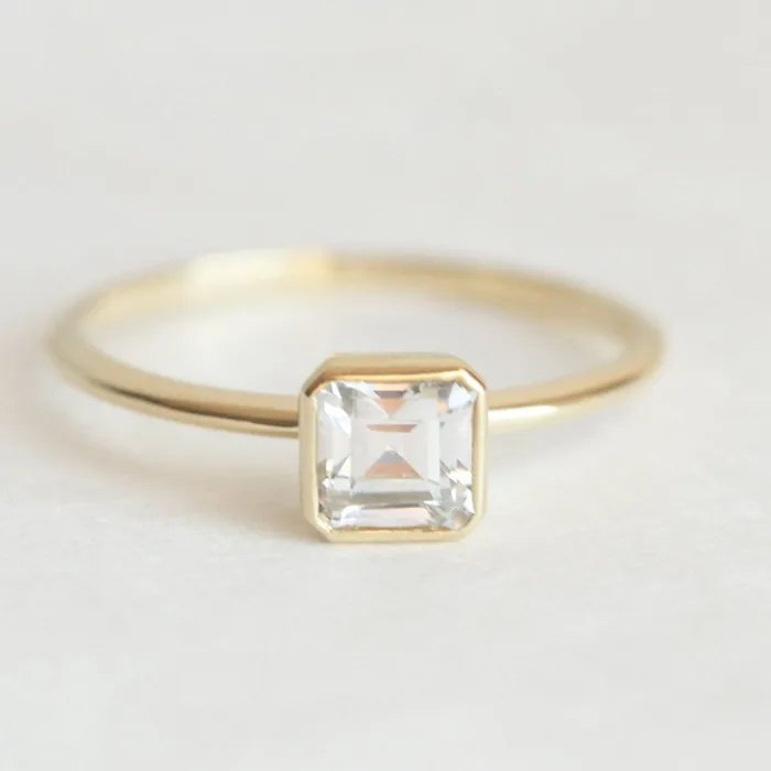 Asscher Diamond Ring Capucinne Rings