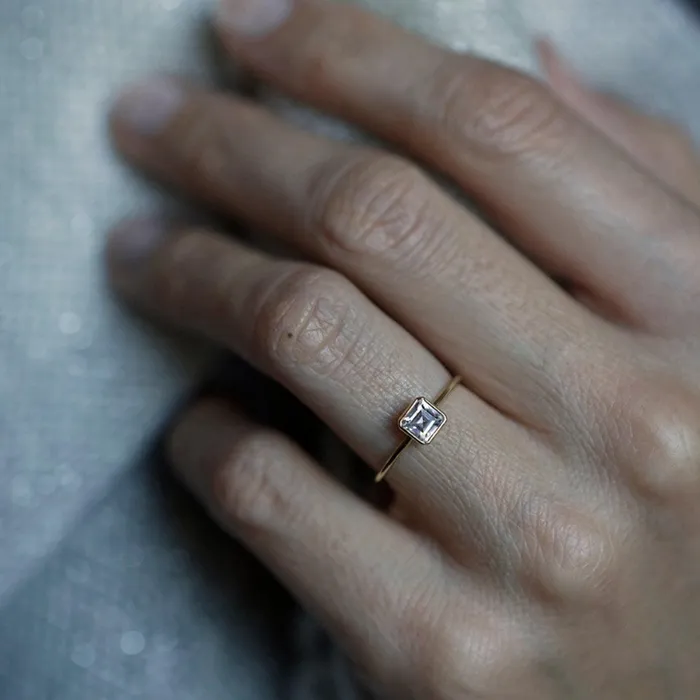 Asscher Diamond Ring Capucinne Rings