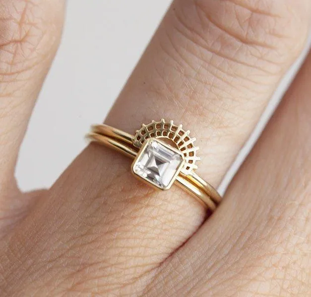 Asscher Diamond Ring Capucinne Rings