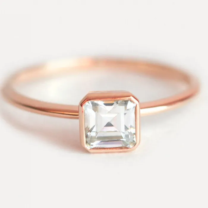 Asscher Diamond Ring Capucinne Rings