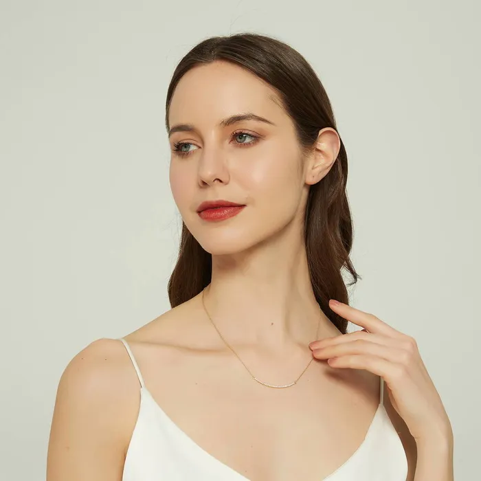 Bar CZ Pendant Necklace in Sterling Silver BERRICLE Necklaces