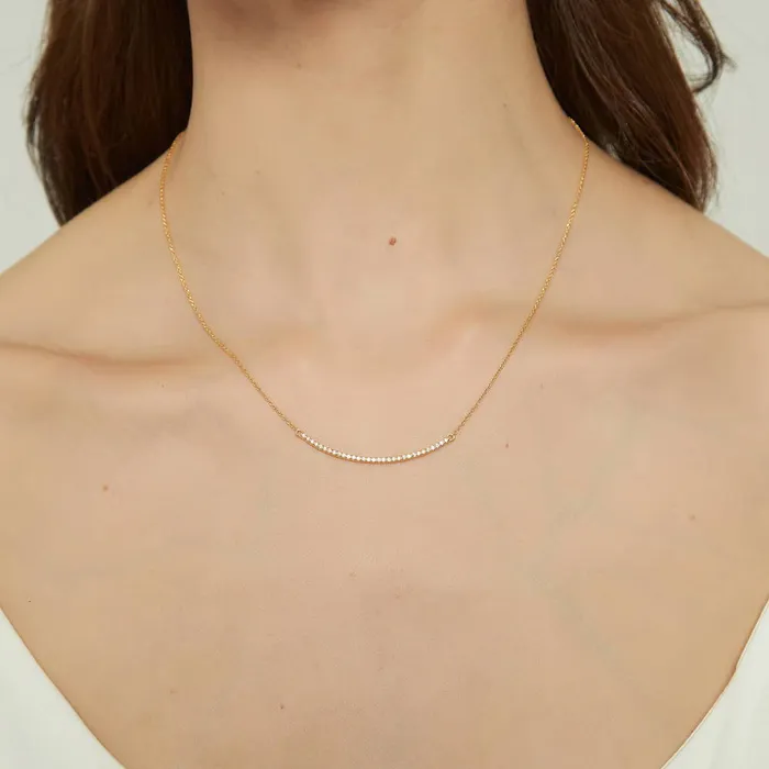 Bar CZ Pendant Necklace in Sterling Silver BERRICLE Necklaces