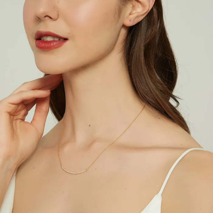 Bar CZ Pendant Necklace in Sterling Silver BERRICLE Necklaces