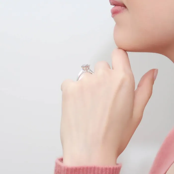 BERRICLE 5Stone Solitaire 2ct CZ Ring Set in Sterling Silver Rings