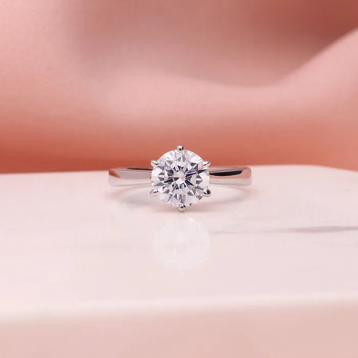 BERRICLE 5Stone Solitaire 2ct CZ Ring Set in Sterling Silver Rings