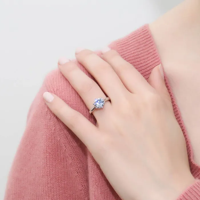 BERRICLE 5Stone Solitaire 2ct CZ Ring Set in Sterling Silver Rings