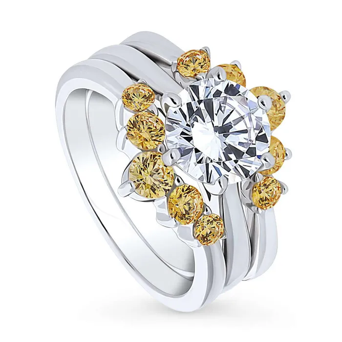 BERRICLE 5Stone Solitaire 2ct CZ Ring Set in Sterling Silver Rings
