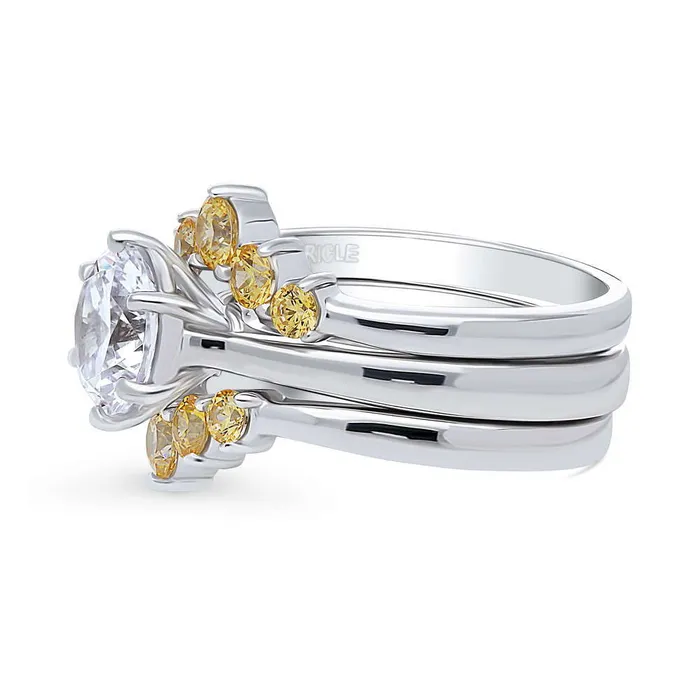 BERRICLE 5Stone Solitaire 2ct CZ Ring Set in Sterling Silver Rings