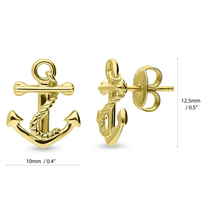 BERRICLE Anchor Stud Earrings in Sterling Silver Earrings