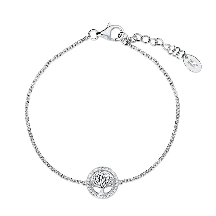 BERRICLE Bracelets Family Tree CZ Rolo Chain Bracelet in Sterling Silver