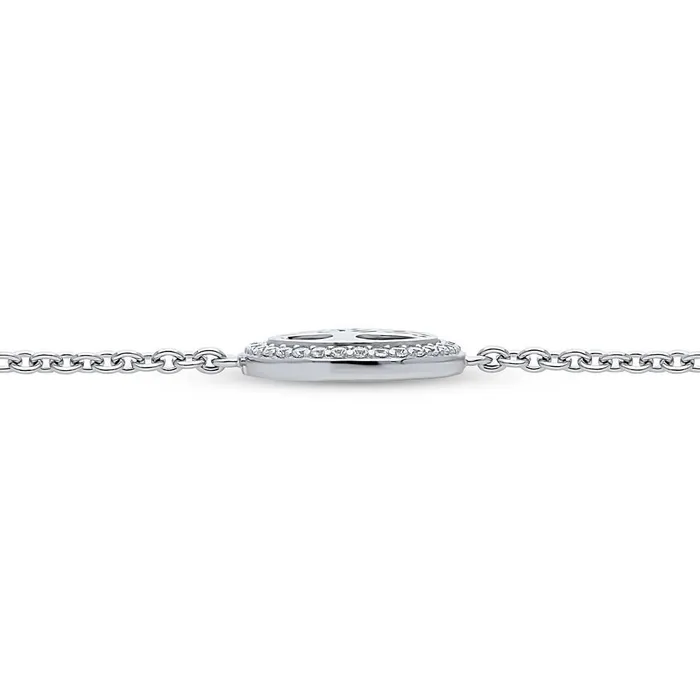 BERRICLE Bracelets Family Tree CZ Rolo Chain Bracelet in Sterling Silver