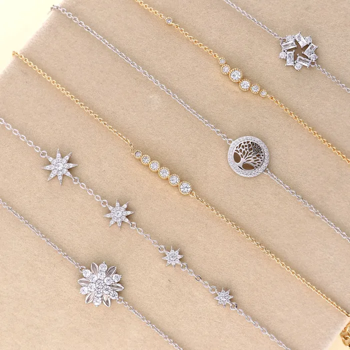 BERRICLE Bracelets Family Tree CZ Rolo Chain Bracelet in Sterling Silver