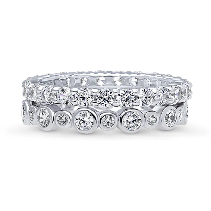 BERRICLE Bubble Pave CZ Eternity Ring Set in Sterling Silver Rings