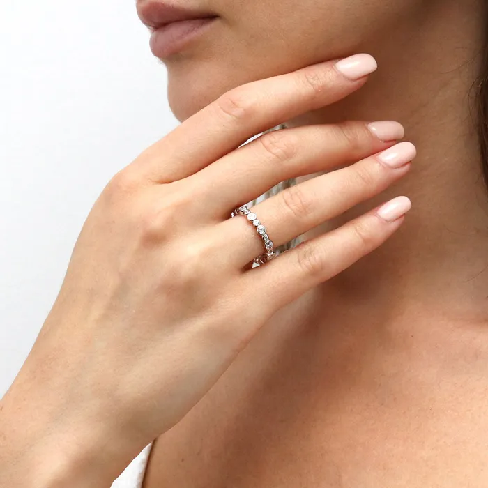 BERRICLE Bubble Pave CZ Eternity Ring Set in Sterling Silver Rings