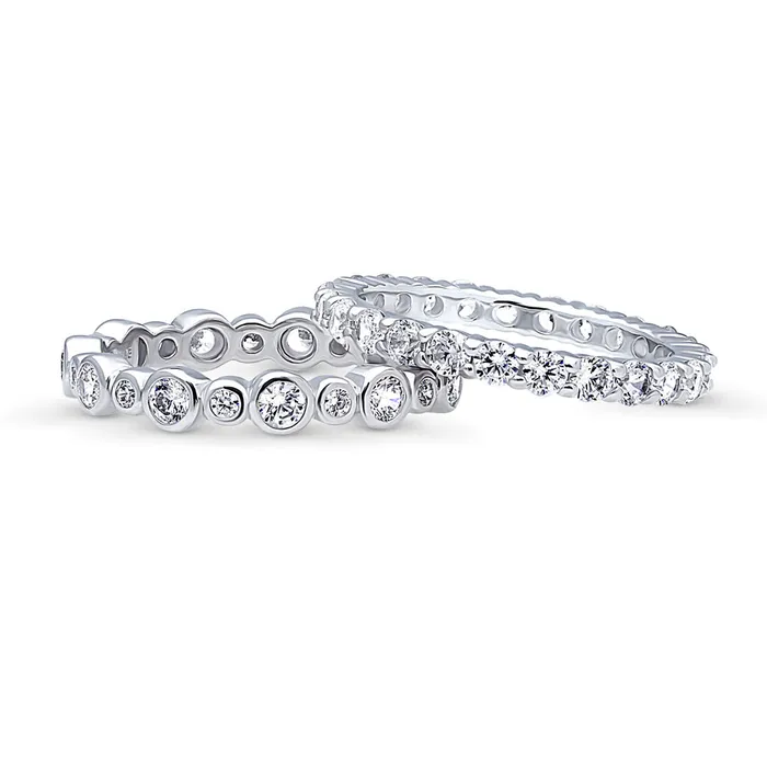 BERRICLE Bubble Pave CZ Eternity Ring Set in Sterling Silver Rings