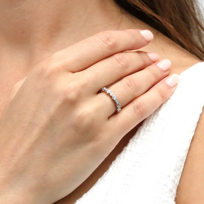 BERRICLE Bubble Pave CZ Eternity Ring Set in Sterling Silver Rings