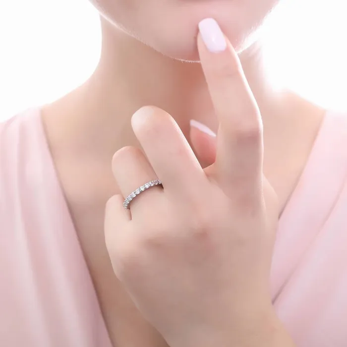 BERRICLE Bubble Pave CZ Eternity Ring Set in Sterling Silver Rings