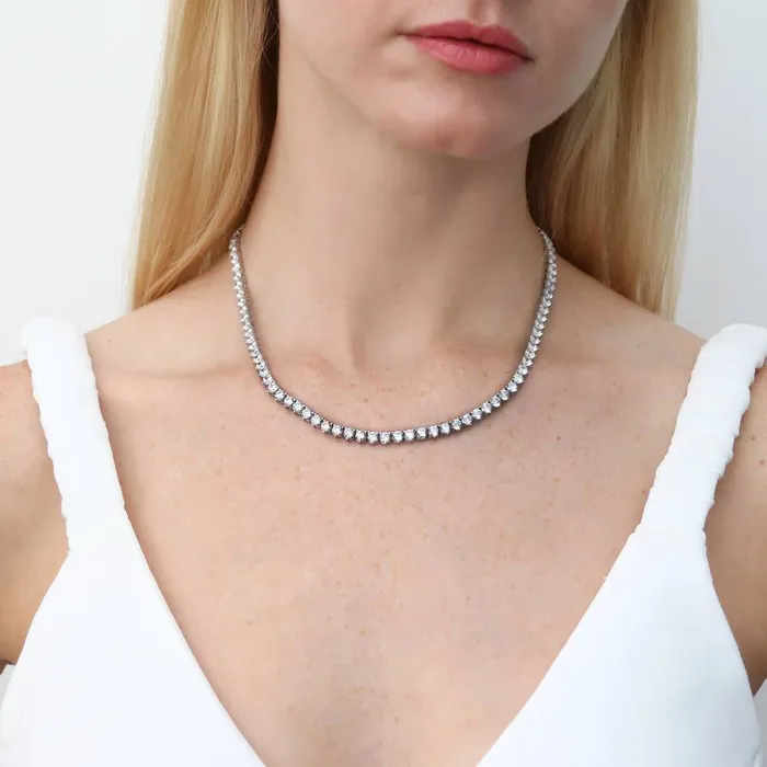 BERRICLE CZ Tennis Necklace in Sterling Silver 17 Necklaces