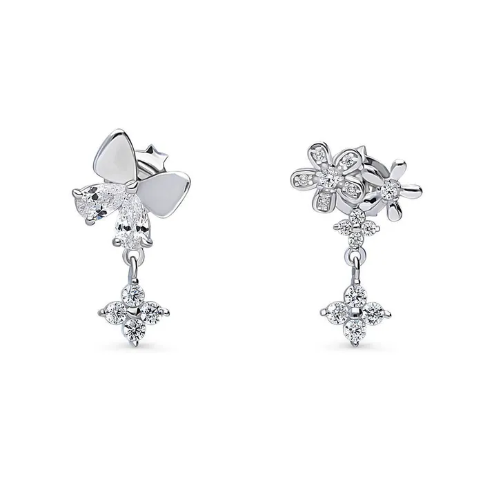 BERRICLE Earrings Butterfly Flower CZ Earrings in Sterling Silver