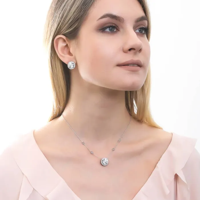 BERRICLE Earrings Halo CZ Omega Back Stud Earrings in Sterling Silver