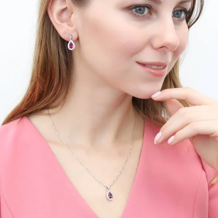 BERRICLE Earrings Halo Pear CZ Earrings in Sterling Silver