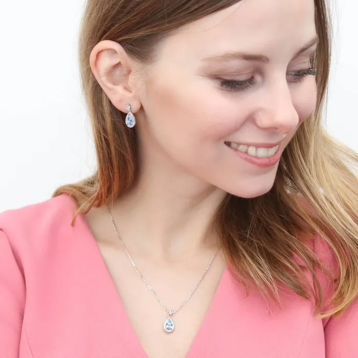 BERRICLE Earrings Halo Pear CZ Earrings in Sterling Silver