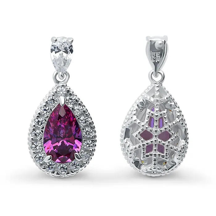 BERRICLE Earrings Halo Pear CZ Earrings in Sterling Silver