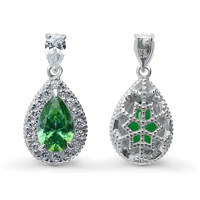 BERRICLE Earrings Halo Pear CZ Earrings in Sterling Silver