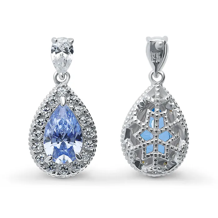 BERRICLE Earrings Halo Pear CZ Earrings in Sterling Silver