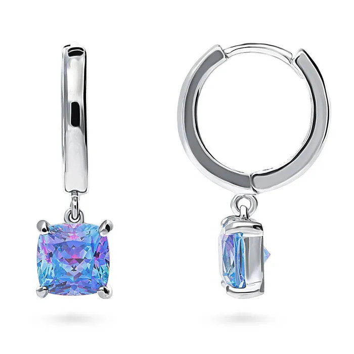BERRICLE Earrings Kaleidoscope Solitaire Purple Aqua CZ Earrings in Sterling Silver BERRICLE Earrings Kaleidoscope Solitaire Purple Aqua CZ Earrings in Sterling Silver