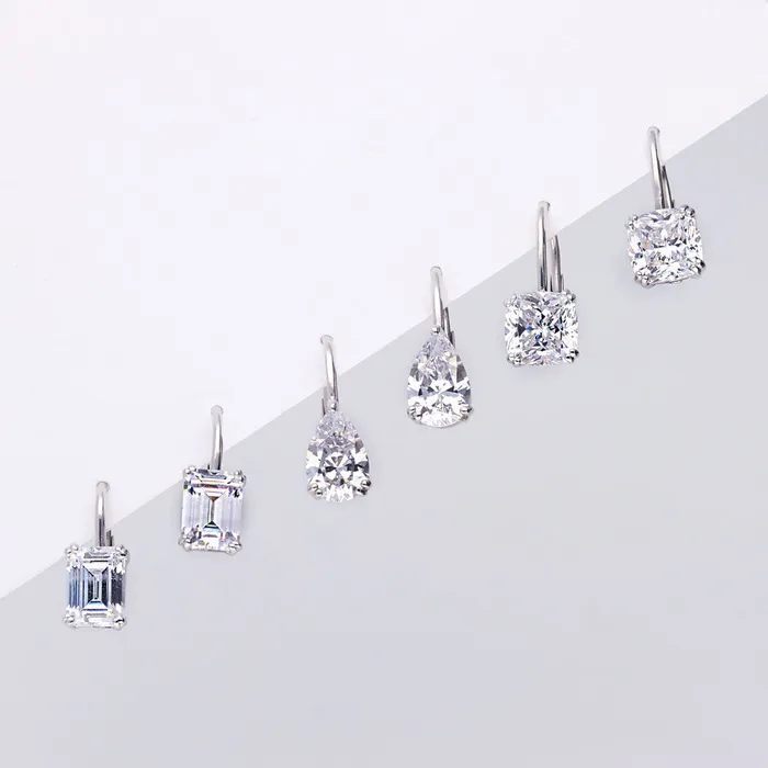 BERRICLE Earrings Solitaire Pear CZ Leverback Earrings in Sterling Silver