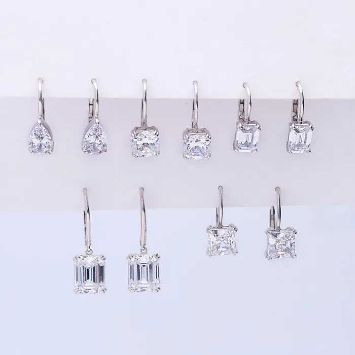 BERRICLE Earrings Solitaire Pear CZ Leverback Earrings in Sterling Silver