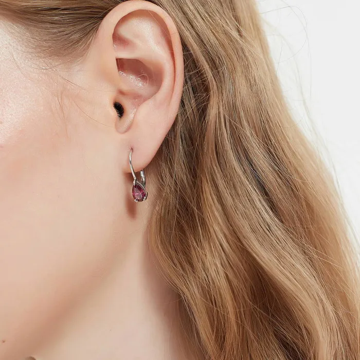 BERRICLE Earrings Solitaire Pear CZ Leverback Earrings in Sterling Silver